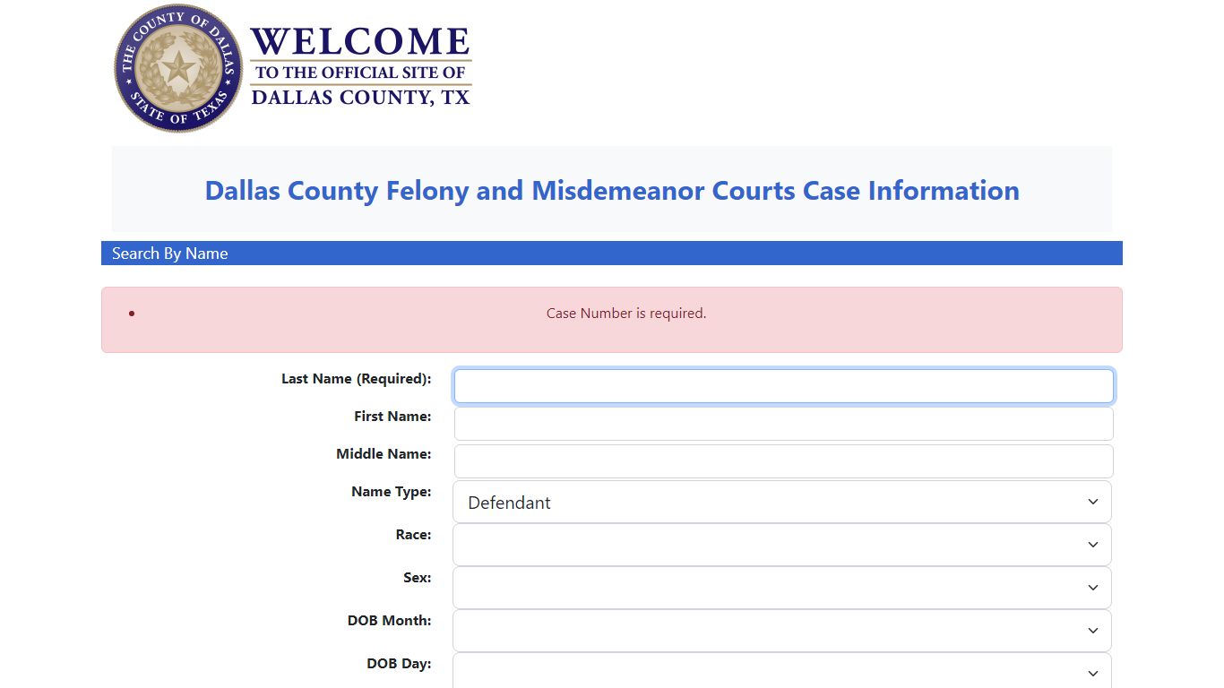 Dallas County Criminal Background Search